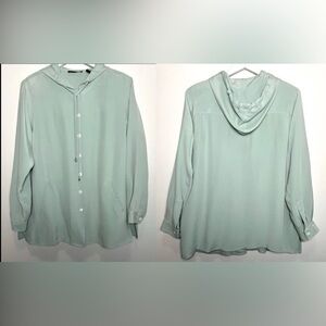 Seafoam Silk Hooded Tunic Lagenlook Resort Travel Lounge Top 1X